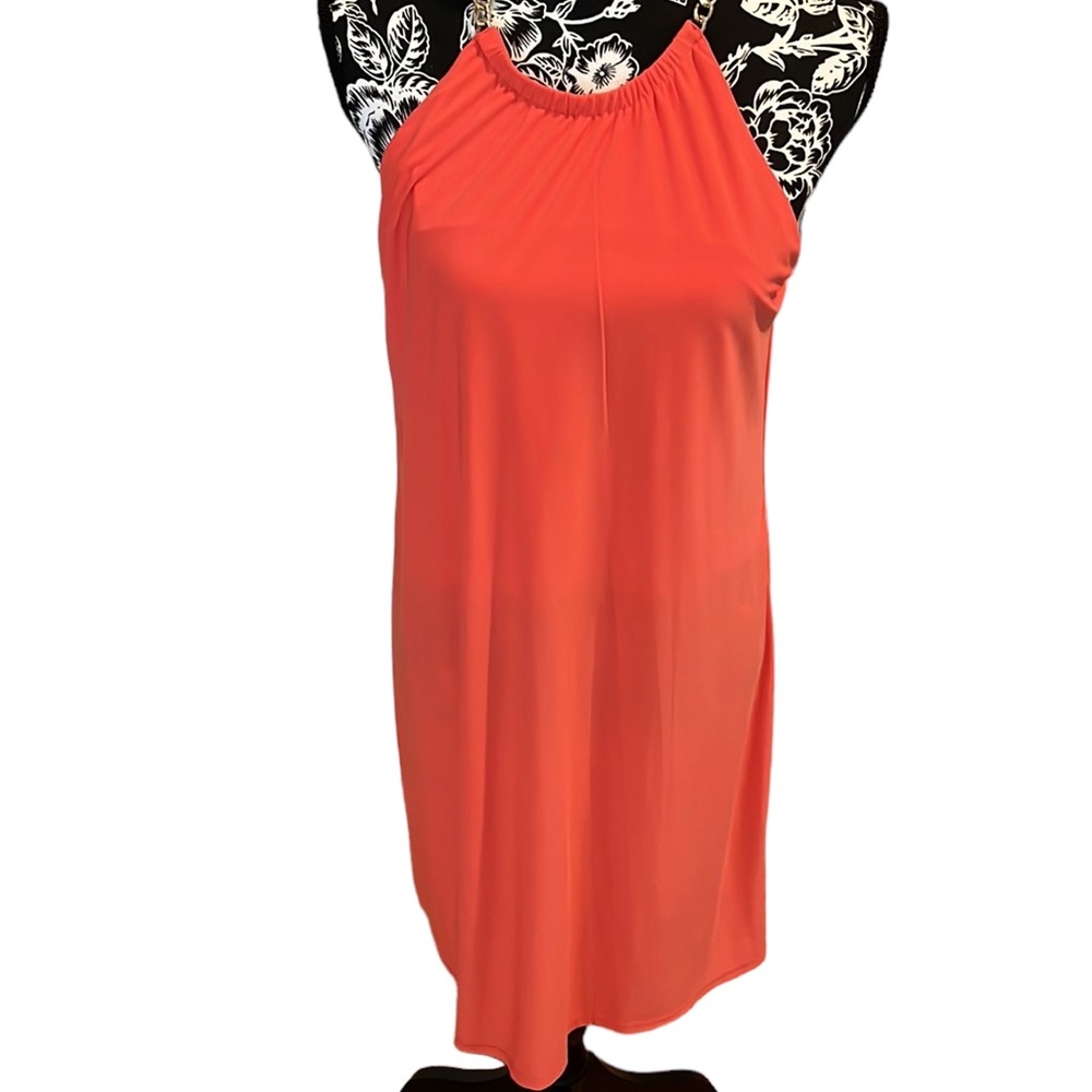 MSK size medium dark peach dress gold chain straps NWT